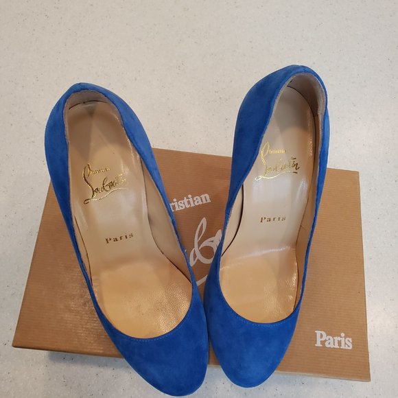 RON RON 100 VEAU VELOURS BLEU SAPHIR CHRISTIAN LOUBOUTIN - Picture 7 of 8